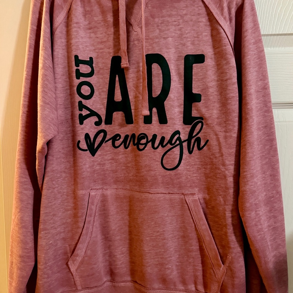 J. America Heathered Red Hoodie with Black Print